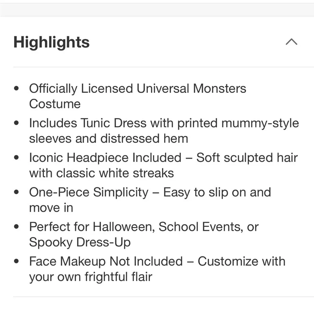 NWT Universal Studios Monsters Bride of Frankenstein Classic Costume Dress S & M